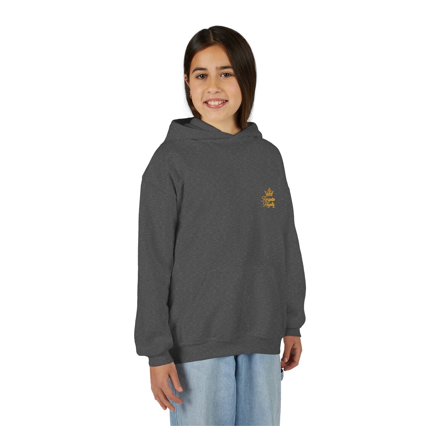 Youth Crown Embroidered Hooded Sweatshirt, Cozy Youth Pullover, Children's Hoodie, Gift for Kids, Casual Winter Wear