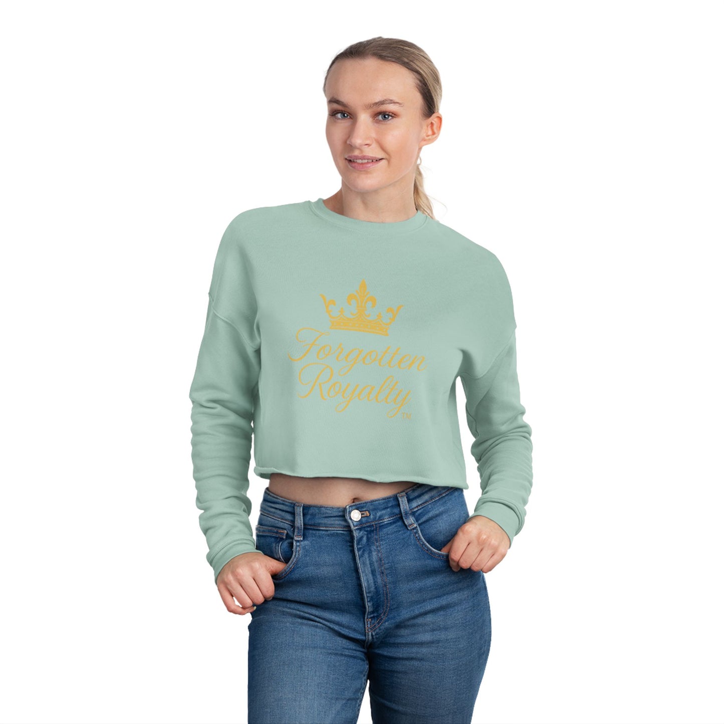 Royalty Vibes Women's Cropped Sweatshirt, Trendy Pullover, Stylish Summer Wear, Gift for Her, Casual Outfit, Lounge Wear