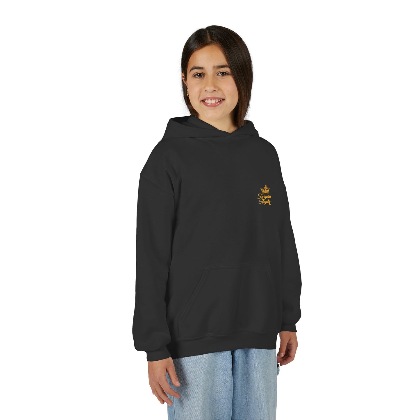 Youth Crown Embroidered Hooded Sweatshirt, Cozy Youth Pullover, Children's Hoodie, Gift for Kids, Casual Winter Wear