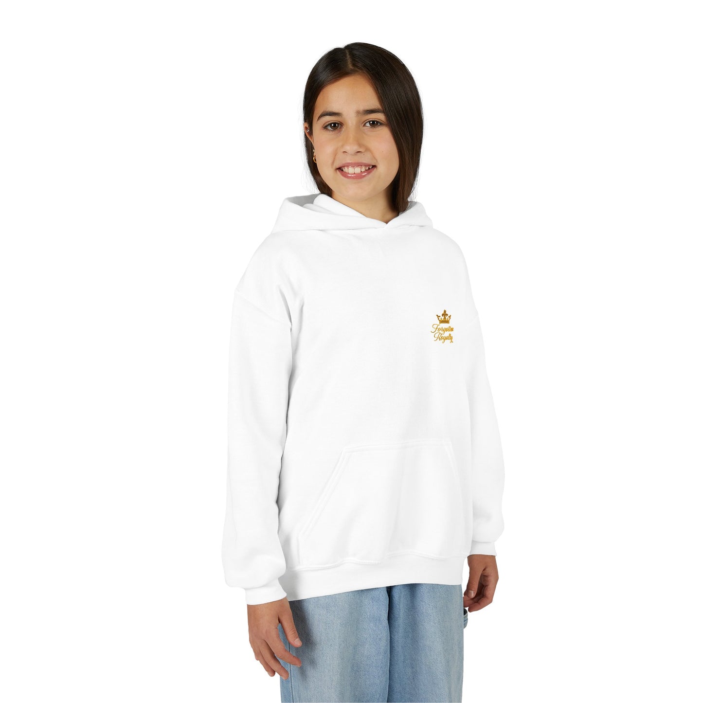 Youth Crown Embroidered Hooded Sweatshirt, Cozy Youth Pullover, Children's Hoodie, Gift for Kids, Casual Winter Wear
