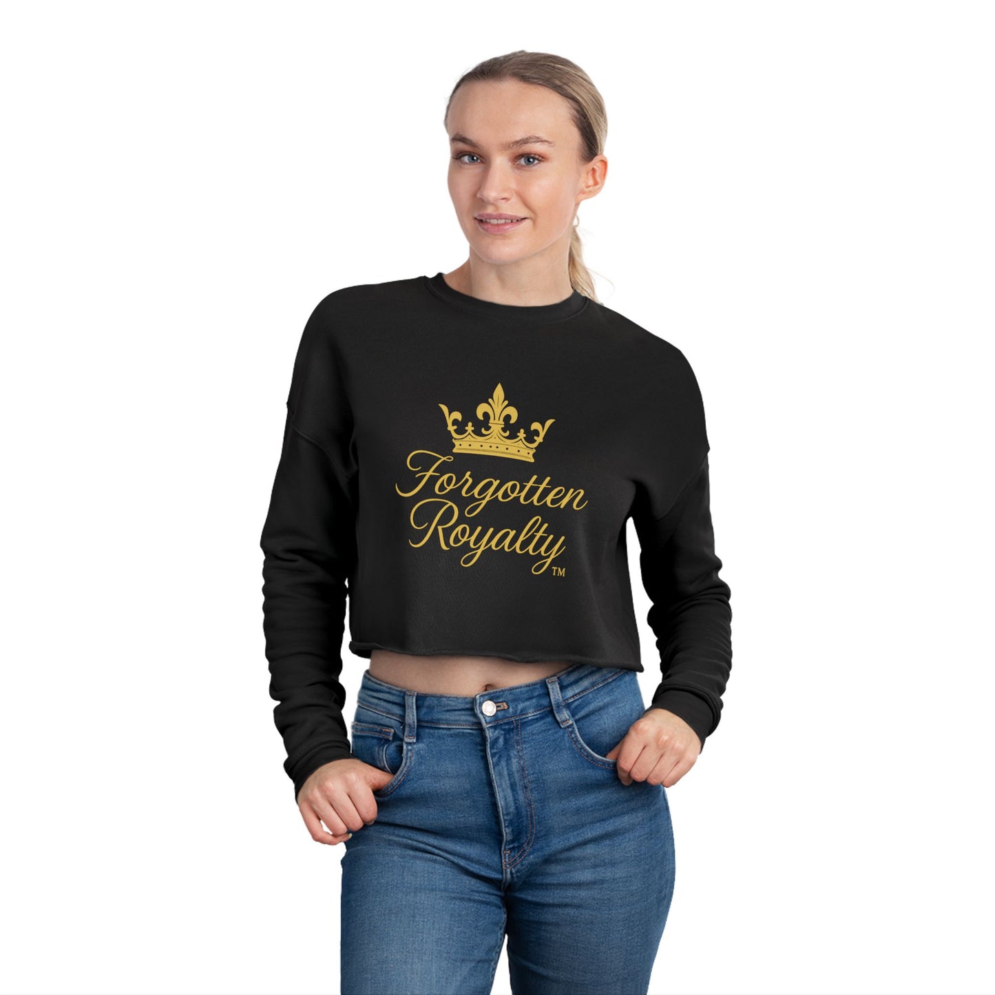 Royalty Vibes Women's Cropped Sweatshirt, Trendy Pullover, Stylish Summer Wear, Gift for Her, Casual Outfit, Lounge Wear
